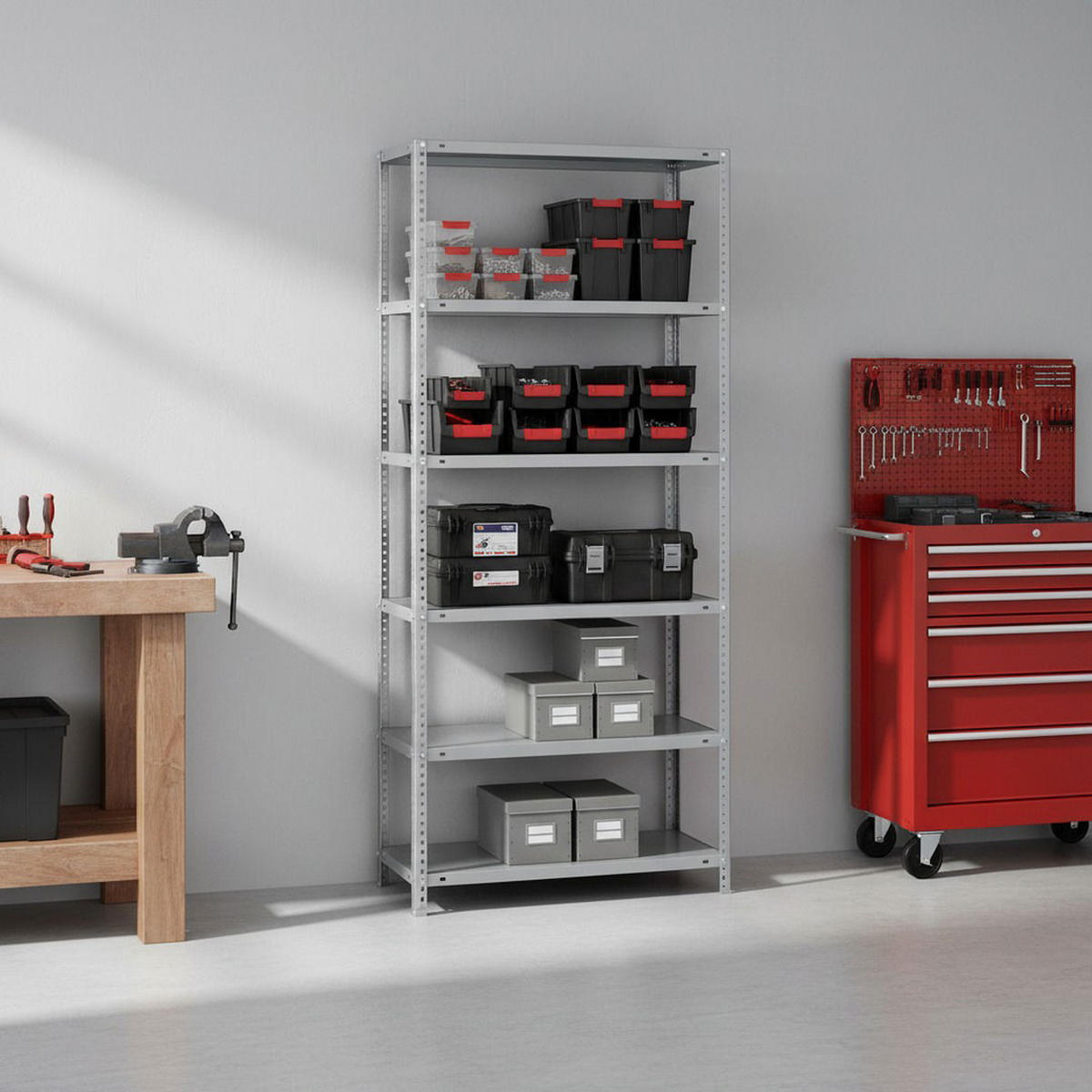 SCHRAUBREGAL PANDA TALL | HxBxT 200x110x40cm | 6 Fachböden | Fachlast 90kg | Grau - Grau, Metall (110/200/40cm) - PROREGAL