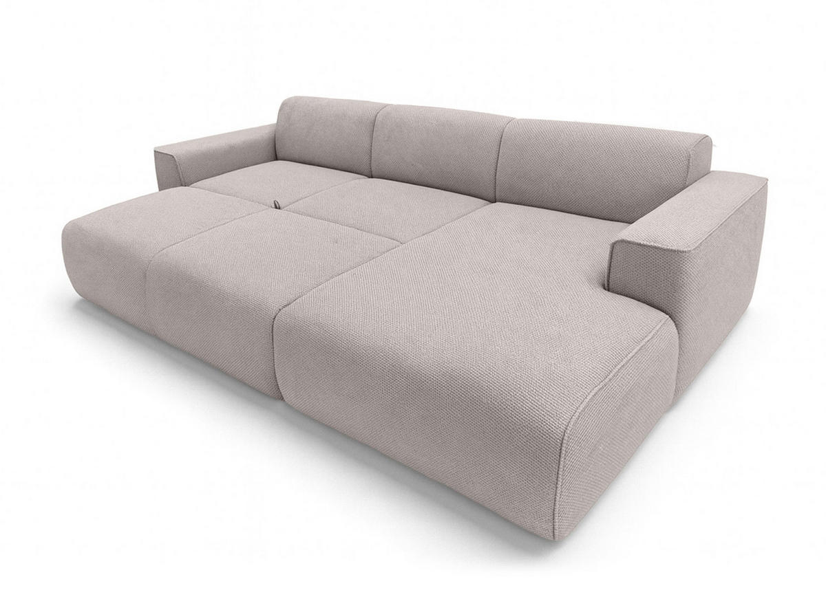 ECKSOFA L Form Ruyam Creme 310/165/78 cm – Schlaffunktion Rechts - Creme/Schwarz, Kunststoff/Textil (310/170cm) - AX Living