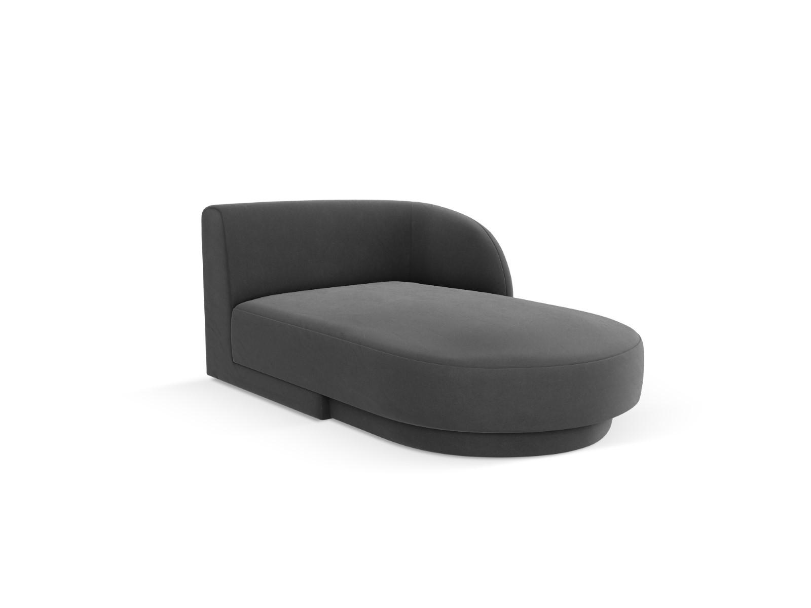 CHAISELONGUE rechts Miley aus Samt grau - Grau, Textil (90/70/156cm) - Micadoni