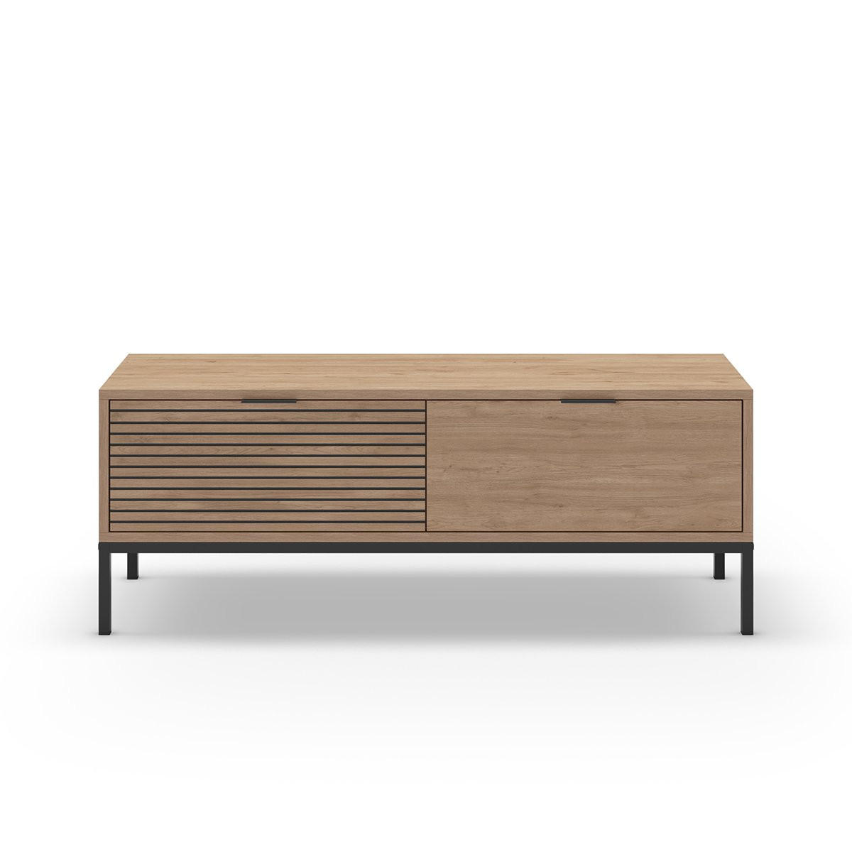TV-MÖBEL mit 2 Schubladen und Metallfüßen Ariel - L120 cm - Beige, Holzwerkstoff (40/55/120cm) - Calicosy