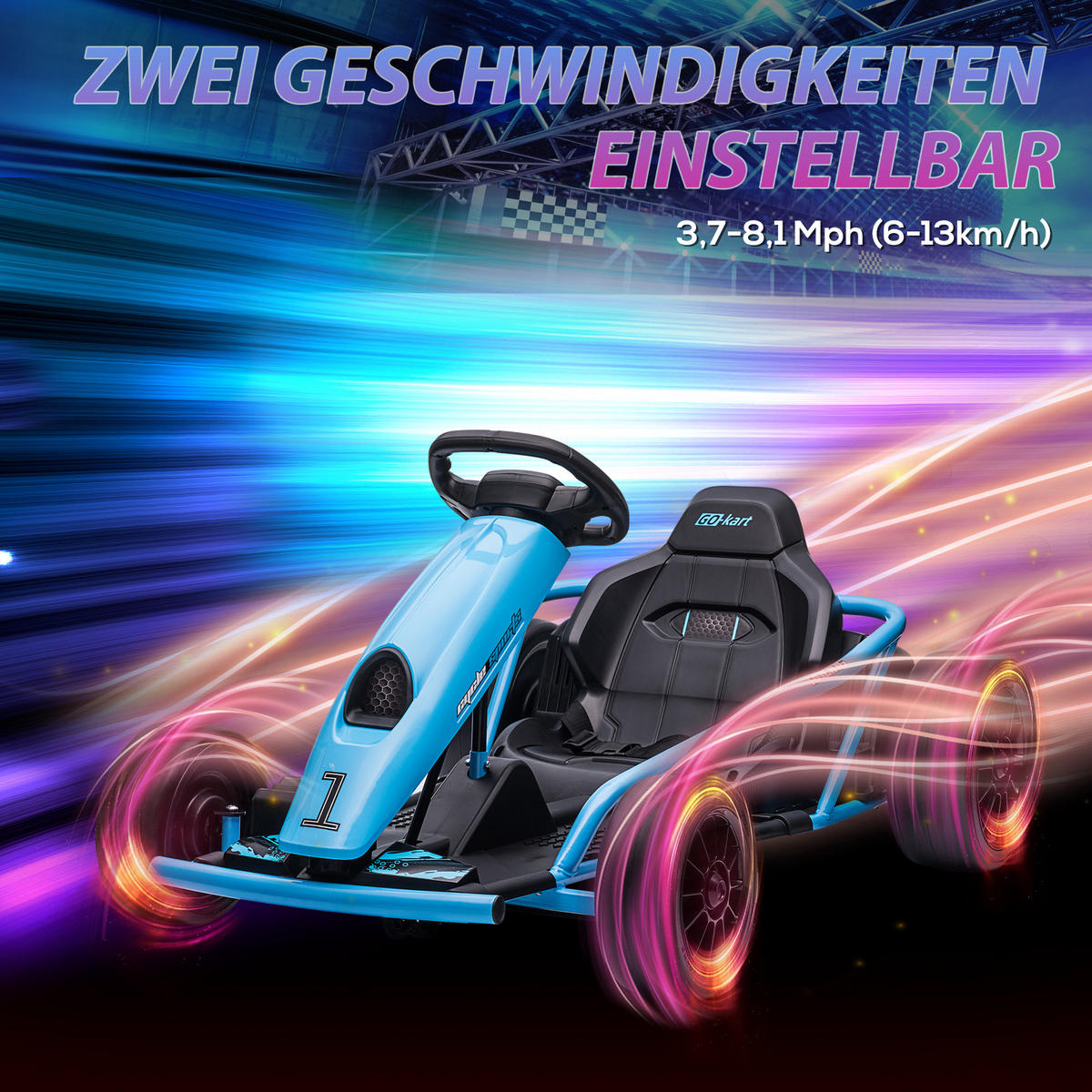 KINDER Elektro Gokart - Blau, Kunststoff/Metall (115/77/54cm) - HOMCOM