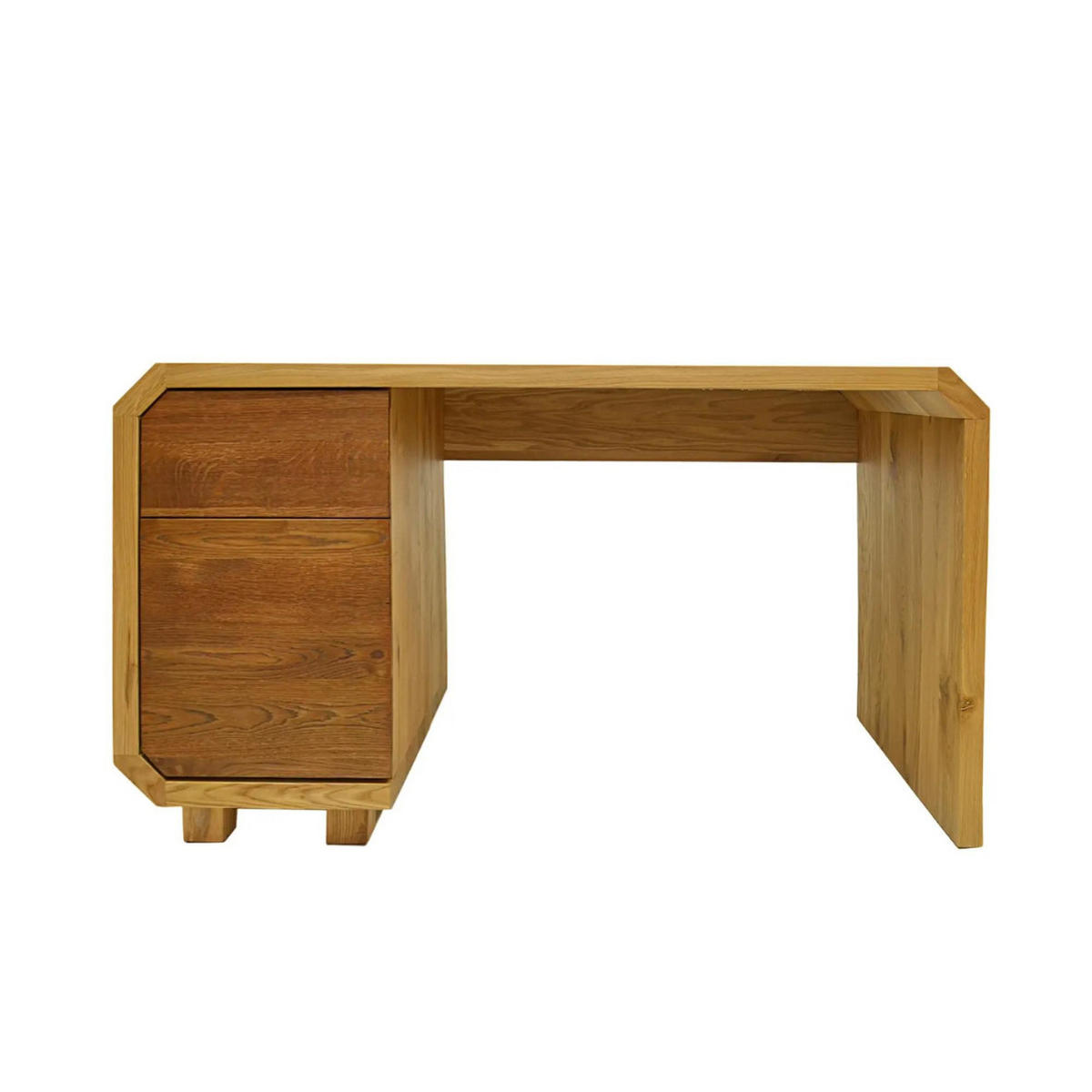 EICHENSCHREIBTISCH mit einem Container für das Arbeitsbüro des OMNIS I - Eichefarben, Holz (70/150/75cm) - Rawood Furniture