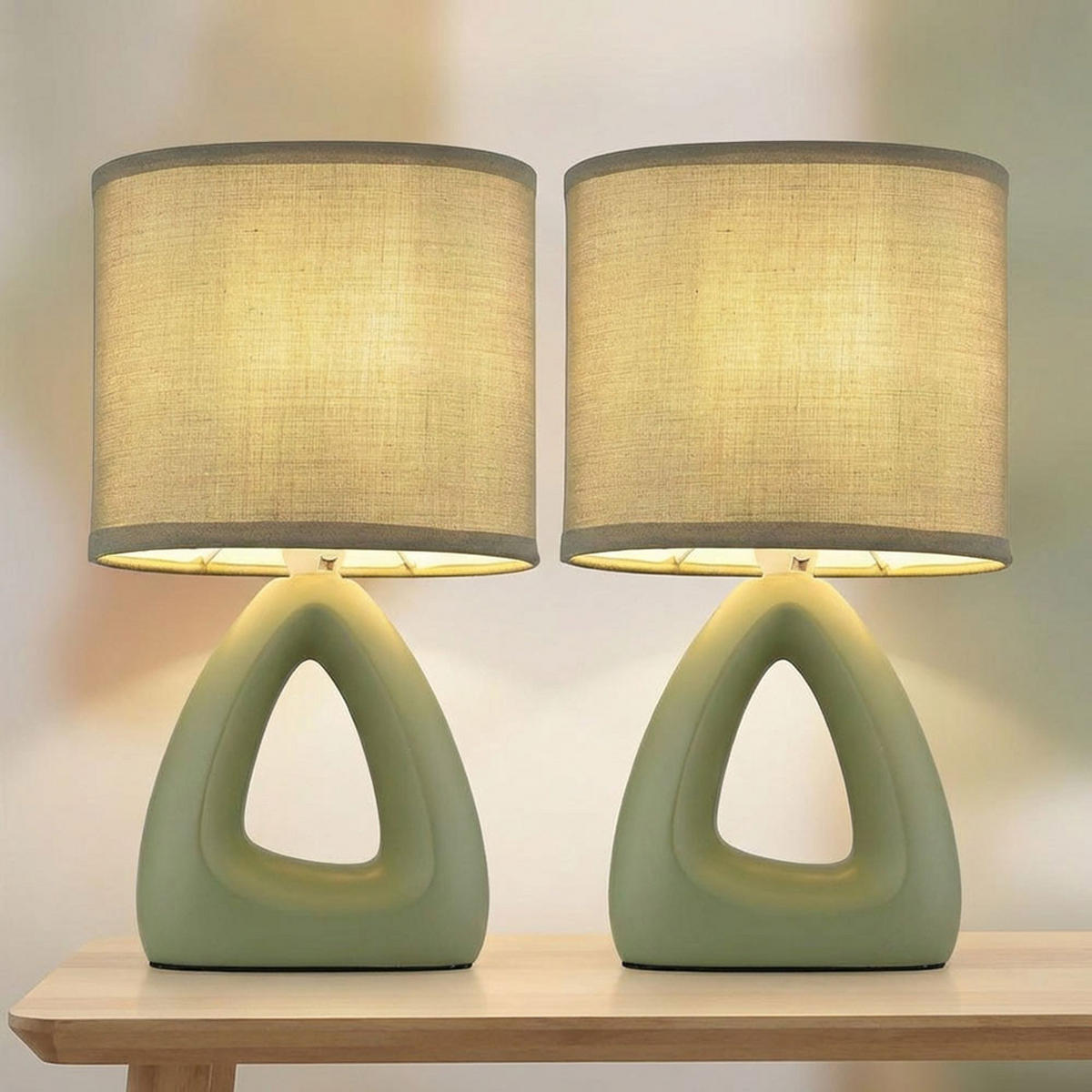 TISCHLEUCHTE Keramik Grün 2er Set - Grün, Metall (17/10/30cm) - Globo Lighting