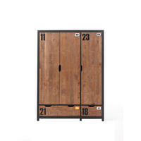 KINDERZIMMERSCHRANK Kameko 148x55x200 MDF+Massivholz Schwarz/Cognac - Cognac/Schwarz, Holzwerkstoff (148/200/55cm) - 58aufmkessel