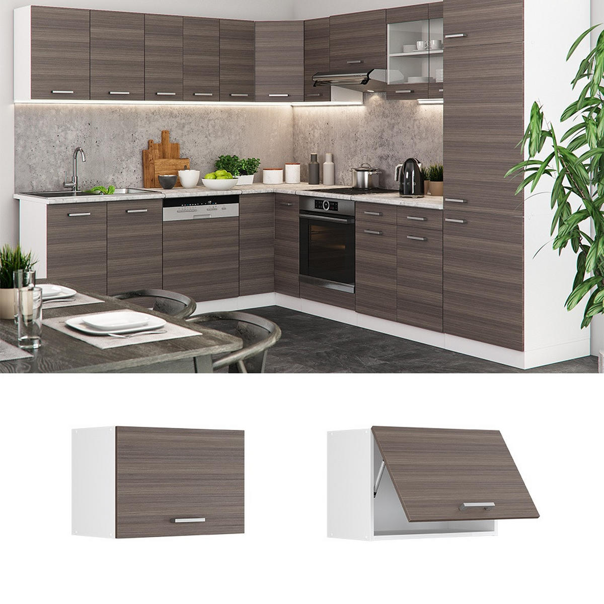 HÄNGESCHRANK R-Line Edelgrau 60 cm Flach - Weiß/Grau, Holzwerkstoff (60/40/31cm) - Vicco