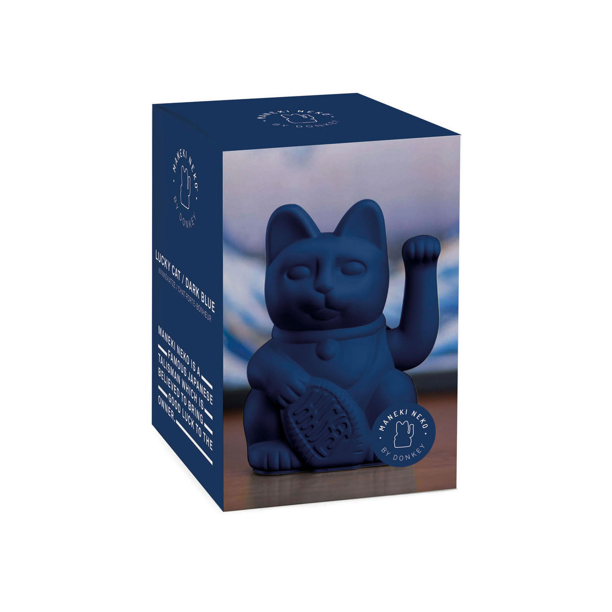 WINKEKATZE Lucky Cat Maneki Neko, Kunststoff, Dunkelblau, 15 cm - Blau, Kunststoff (8.5/15/10.5cm) - Donkey Products