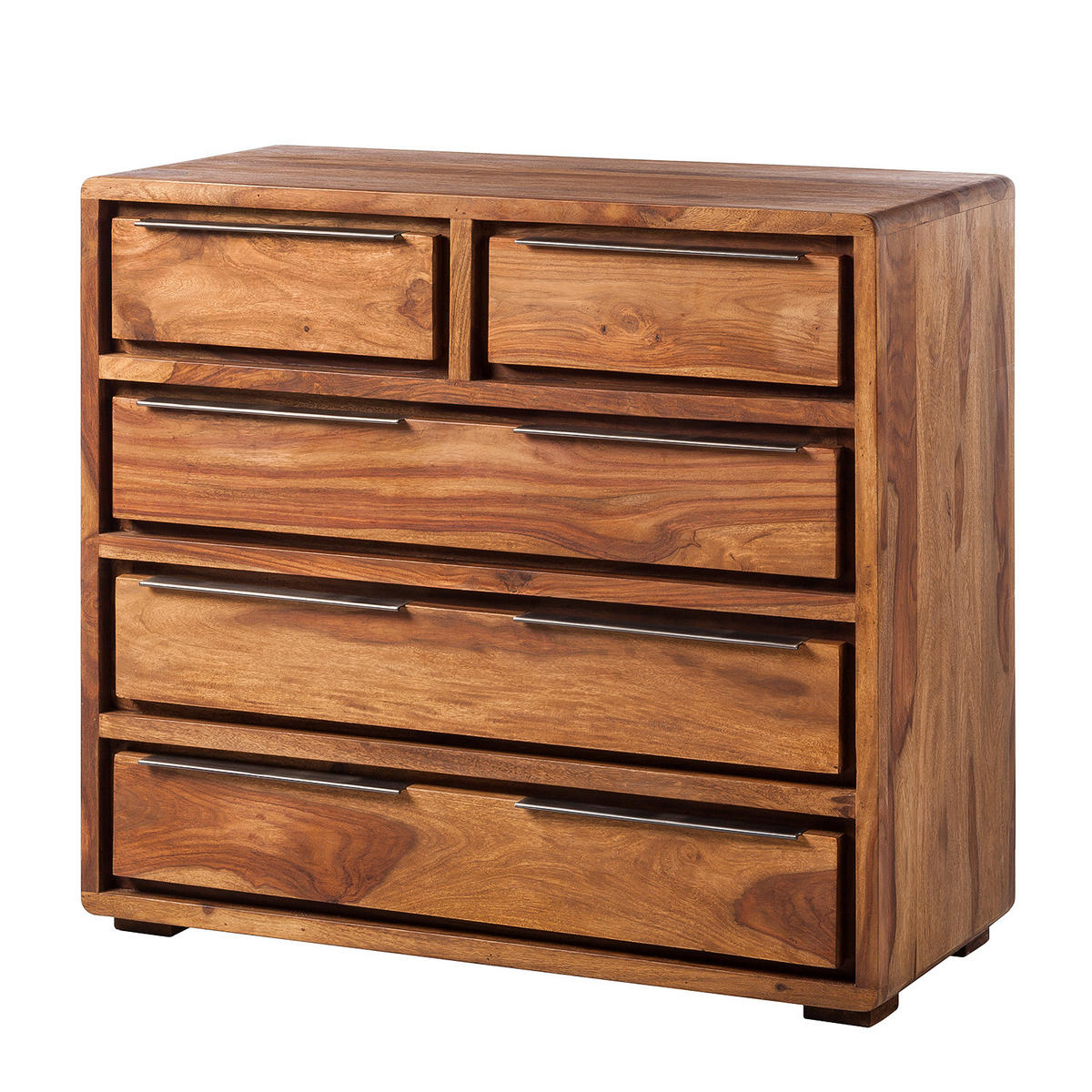 KOMMODE - Sheesham massiv - Sheeshamfarben, Holz (100/90/46cm) - home24