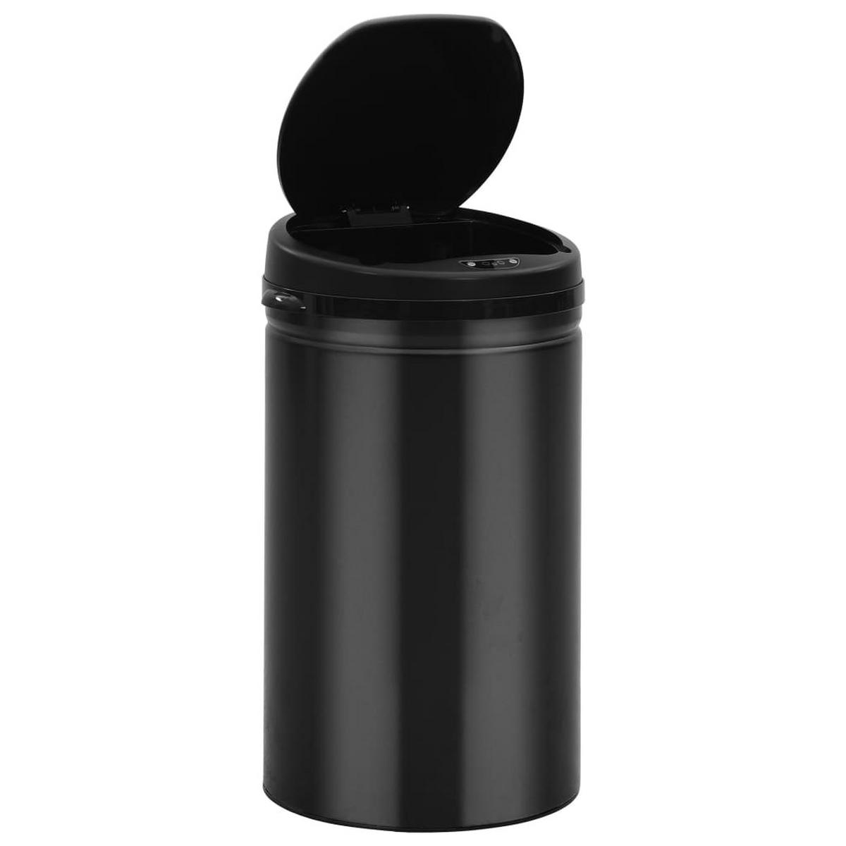 MÜLLEIMER mit Sensor 40L Schwarz Abfalleimer Automatik - Schwarz, Metall (30.5/67.5/30.5cm) - DELUKE