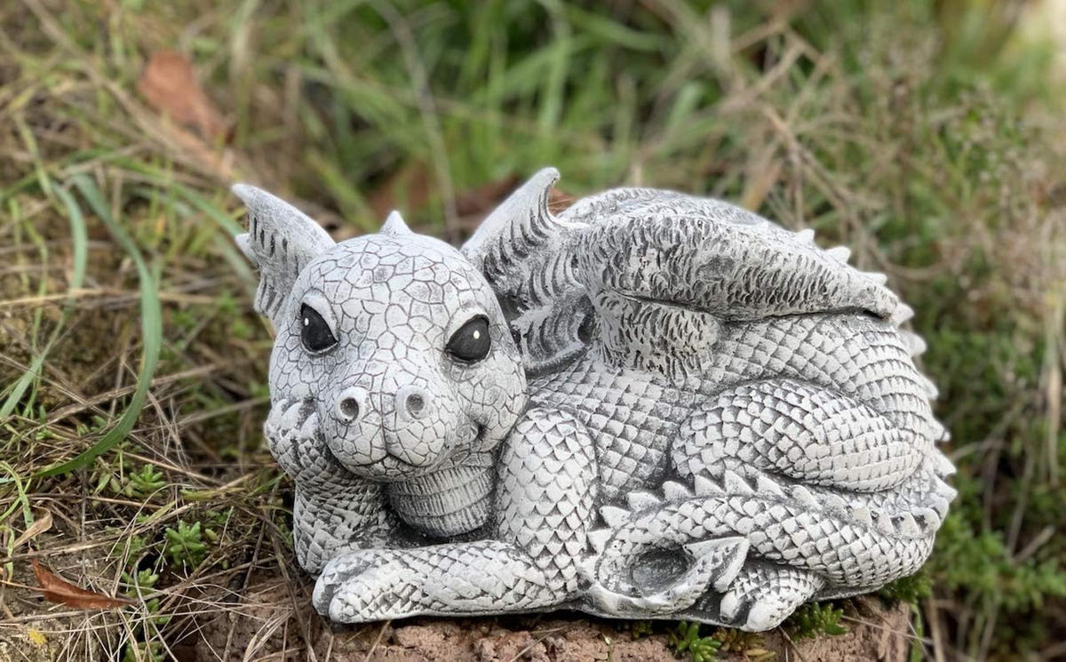 STEINFIGUR Drache Rudolfo frostfest wetterfest Gartenfigur - Grau, Stein (23/13/13cm) - stoneandstyle