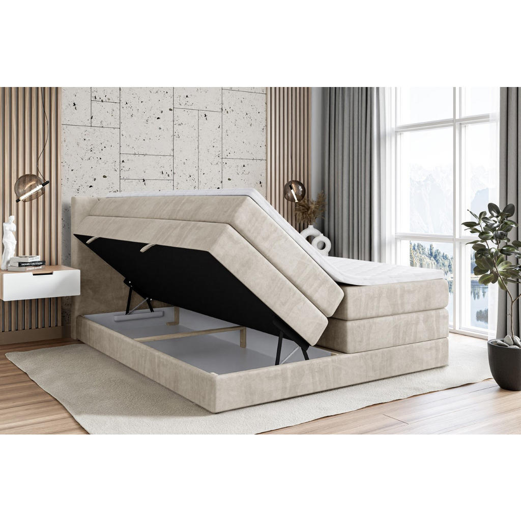 Thumbnail - Altdecor Boxspringbett, Creme, Holzwerkstoff, Höhe ca. 20 cm, 140x200 cm, Schlafzimmer, Betten, Boxspringbetten