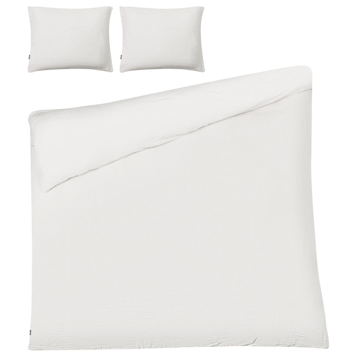BETTWÄSCHE-SET 200/200 cm Baumwollmusselin Cremeweiß Sumner - Creme, Textil (200/200cm) - Beliani