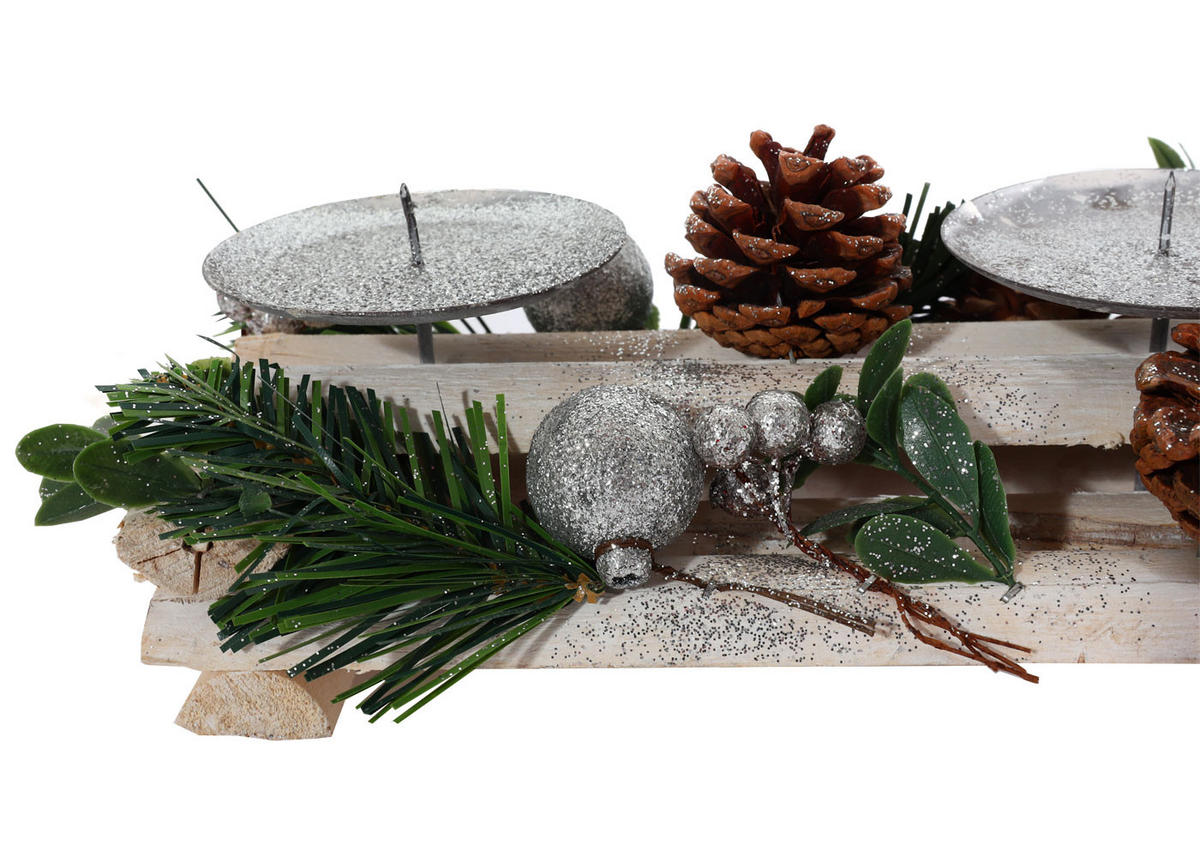 ADVENTSGESTECK OHNE KERZEN Weiß - Weiß, Holz (18cm) - MCW