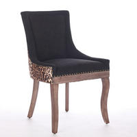 ESSZIMMERSTUHL 2er-Set mit hoher Rückenlehne Chenille Leopard - Schwarz, Holz (55/92.5/61cm) - Meubliv