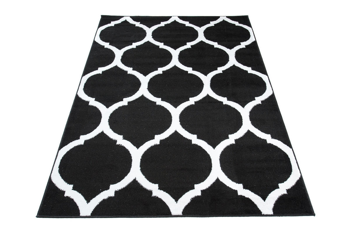 TEPPICH LUXURY Schwarz Marokkanisch Rauten 140/200 cm - Schwarz, Textil (140/200cm) - Tapiso