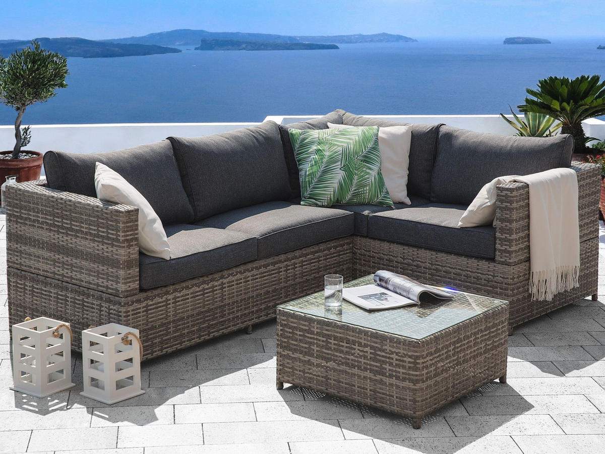LOUNGE-SET 4-Sitzer grau Avola - Grau, Kunststoff - Beliani