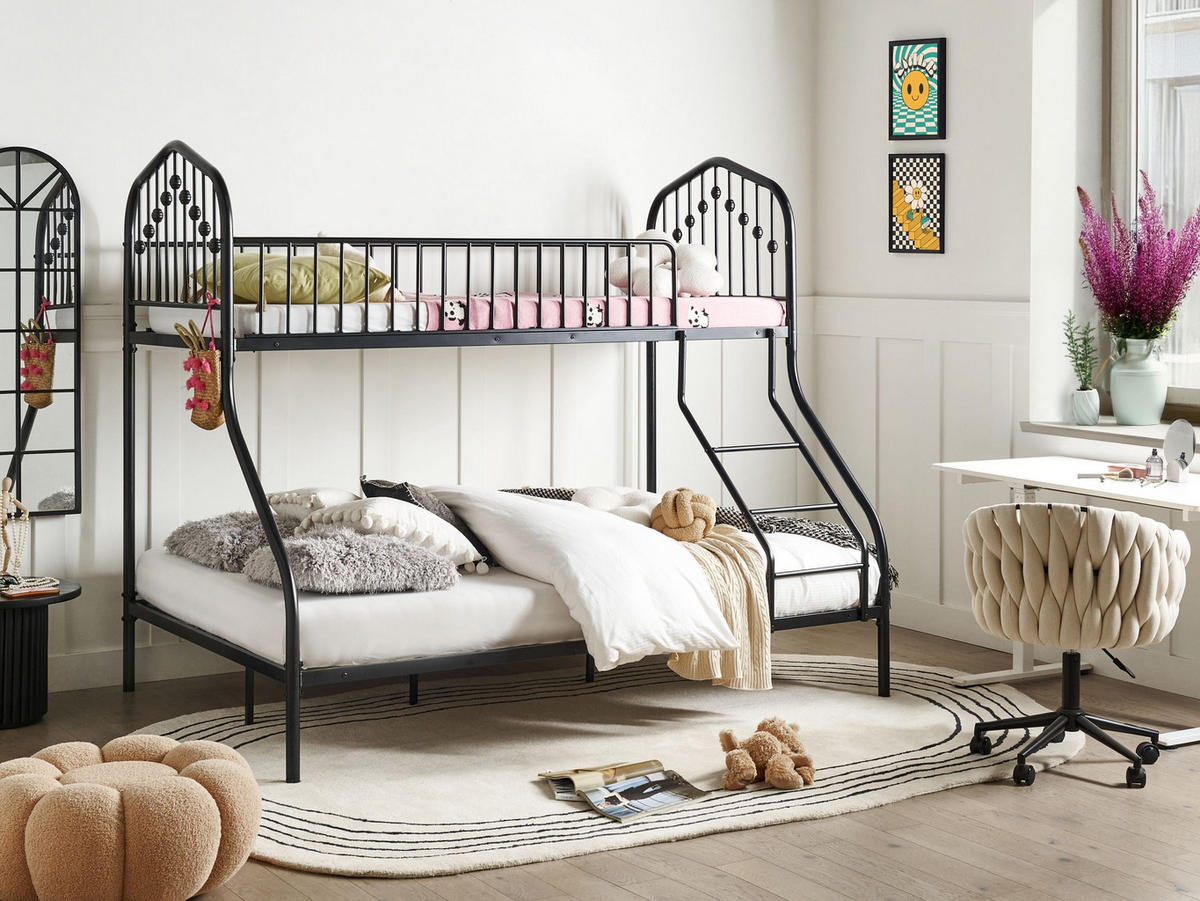 HOCHBETT 90-140/200 cm Schwarz Chamonix - Schwarz, Metall (140/200cm) - Beliani