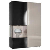 VITRINE Morena Tür und Einsatz in Sandgrau Hochglanz - Sandfarben, Holzwerkstoff (91.5/136.5/37cm) - Vladon