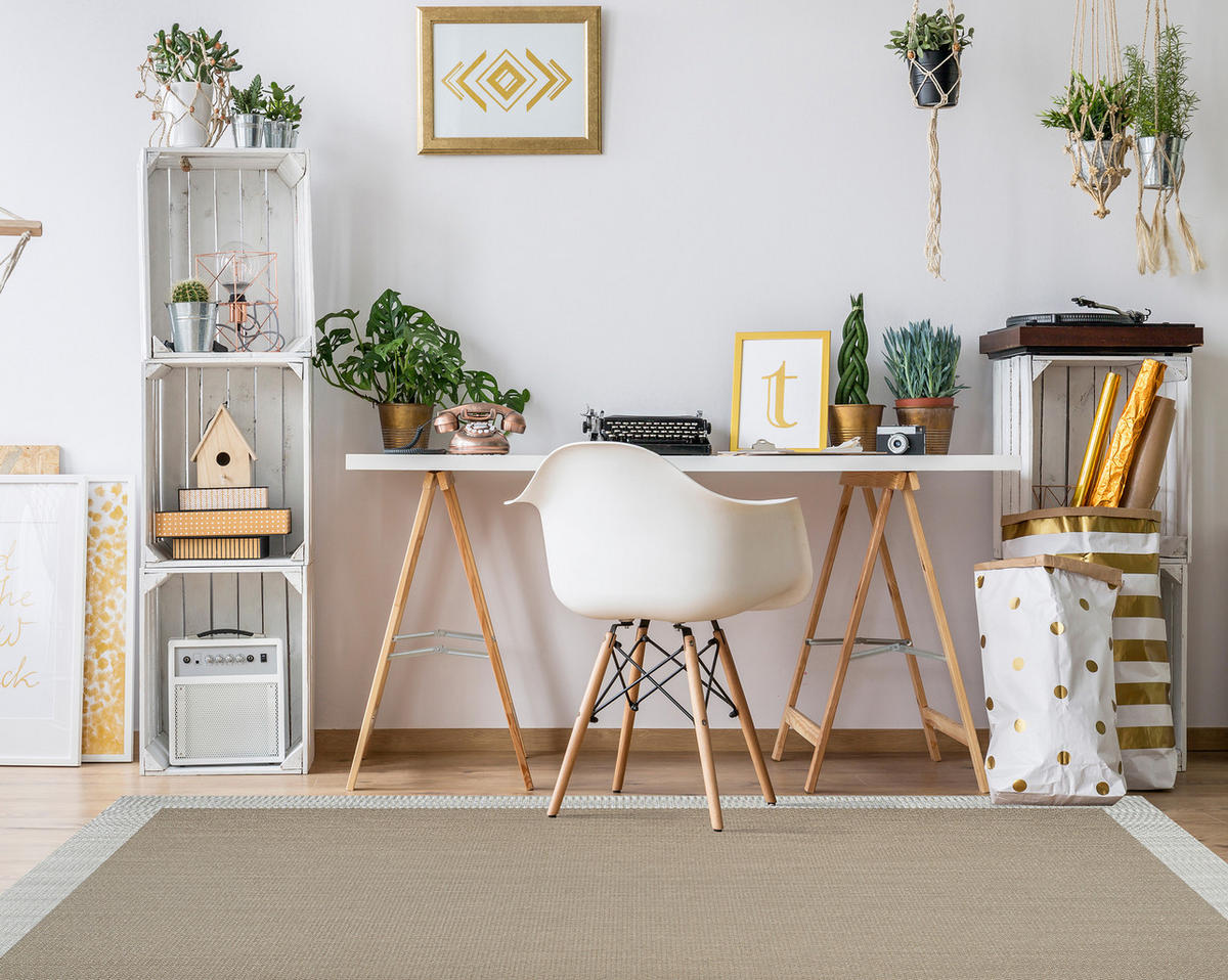 TEPPICH Premium en Vinyle Weiß Beige 160x230 cm - Creme, Kunststoff (160/230cm) - STORESDECO