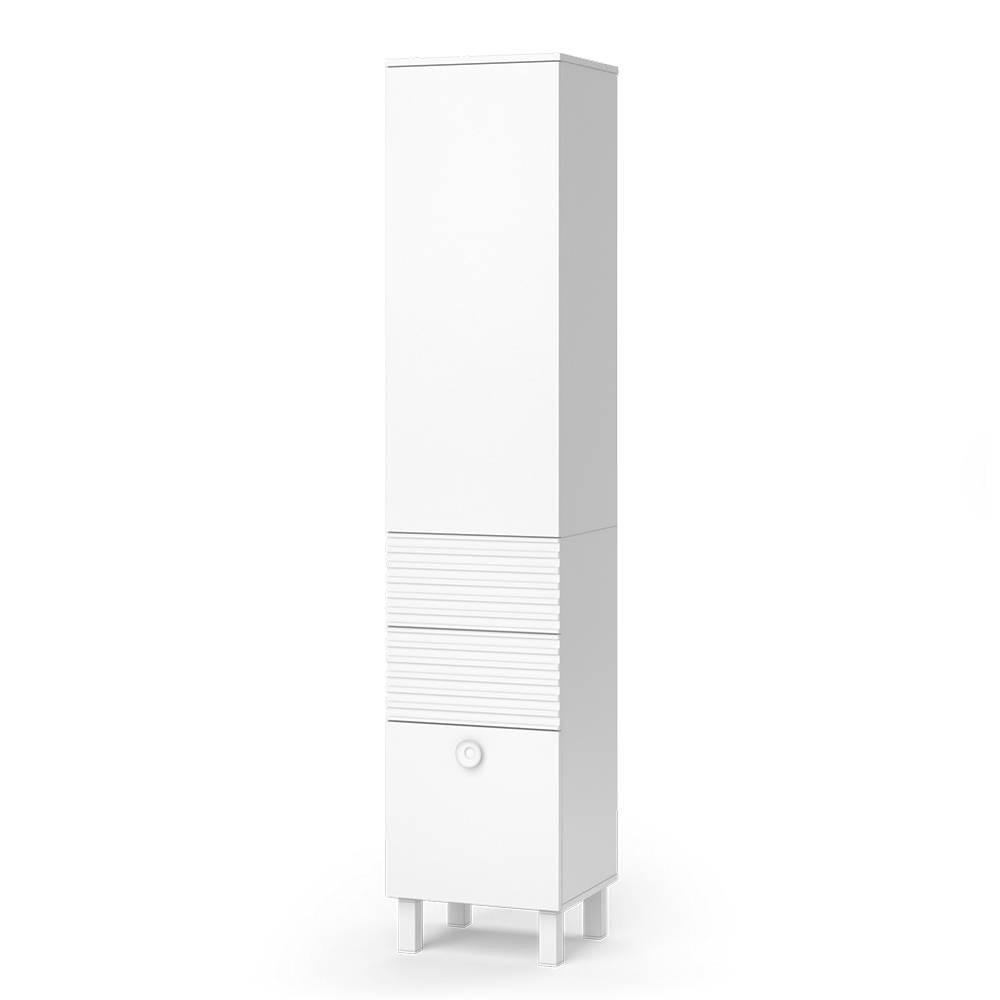 BADSCHRANK Sola Weiß 40.2 x 192.4 cm mit Tür und Schubladen - Weiß, Holzwerkstoff (40.2/192.4/37.2cm) - Vicco