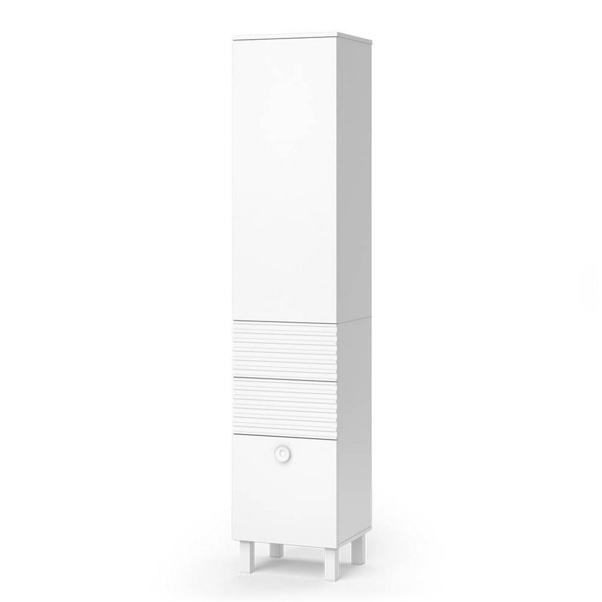BADSCHRANK Sola Weiß 40.2 x 192.4 cm mit Tür und Schubladen - Weiß, Holzwerkstoff (40.2/192.4/37.2cm) - Vicco