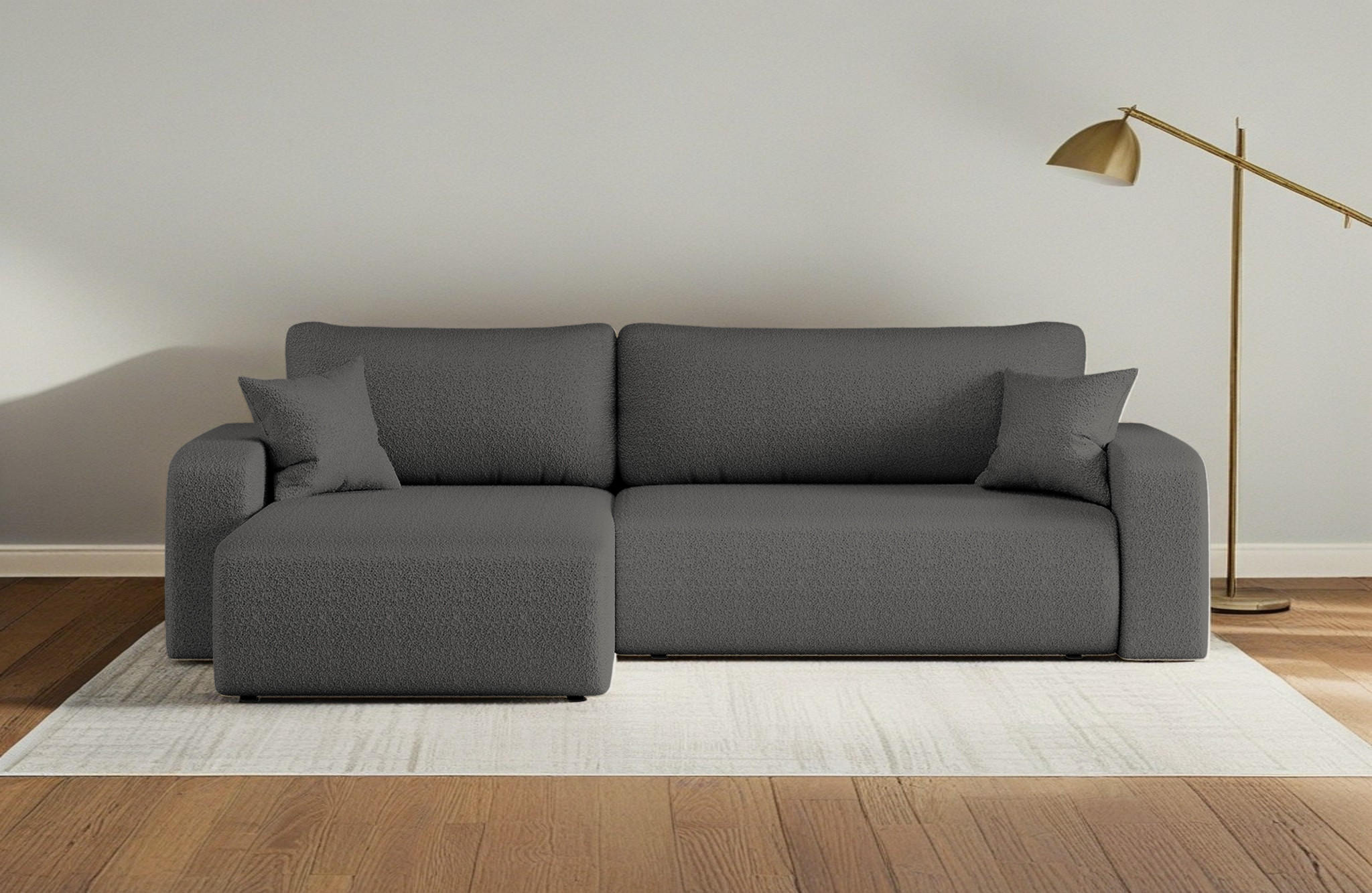 SCHLAFSOFA MILANO XL Und Bettkasten Stoff Quelle Graphit Links - Graphitfarben, Holz (145/82/274cm) - Kaiser Möbel