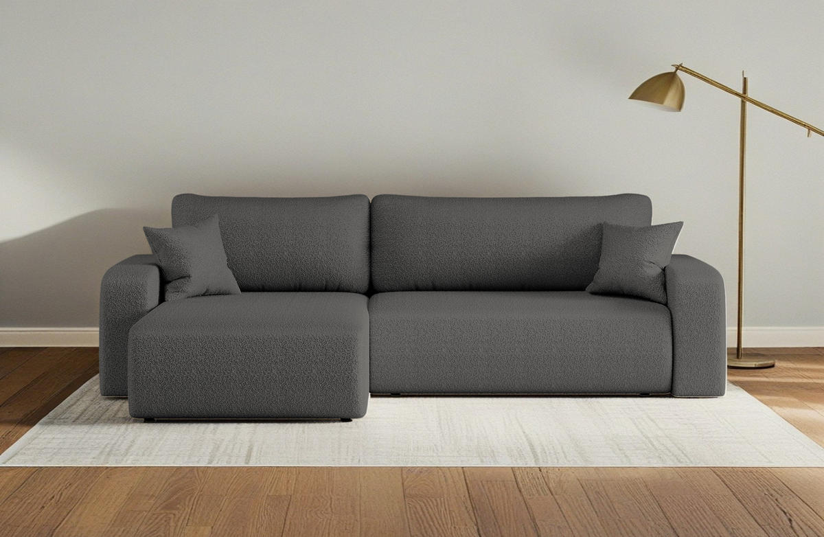 SCHLAFSOFA MILANO XL Und Bettkasten Stoff Quelle Graphit Links - Graphitfarben, Holz (145/82/274cm) - Kaiser Möbel