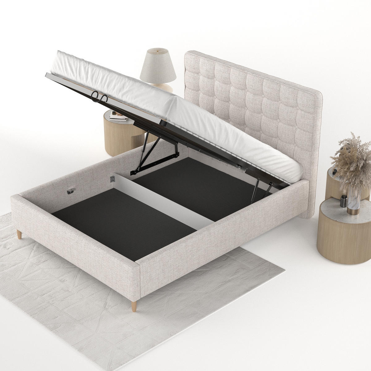 POLSTERBETT Paloma 160/200 cm Hellbeige im Neve Stoff - Sandfarben/Naturfarben, Holz/Holzwerkstoff (160/200cm) - AltaBeds