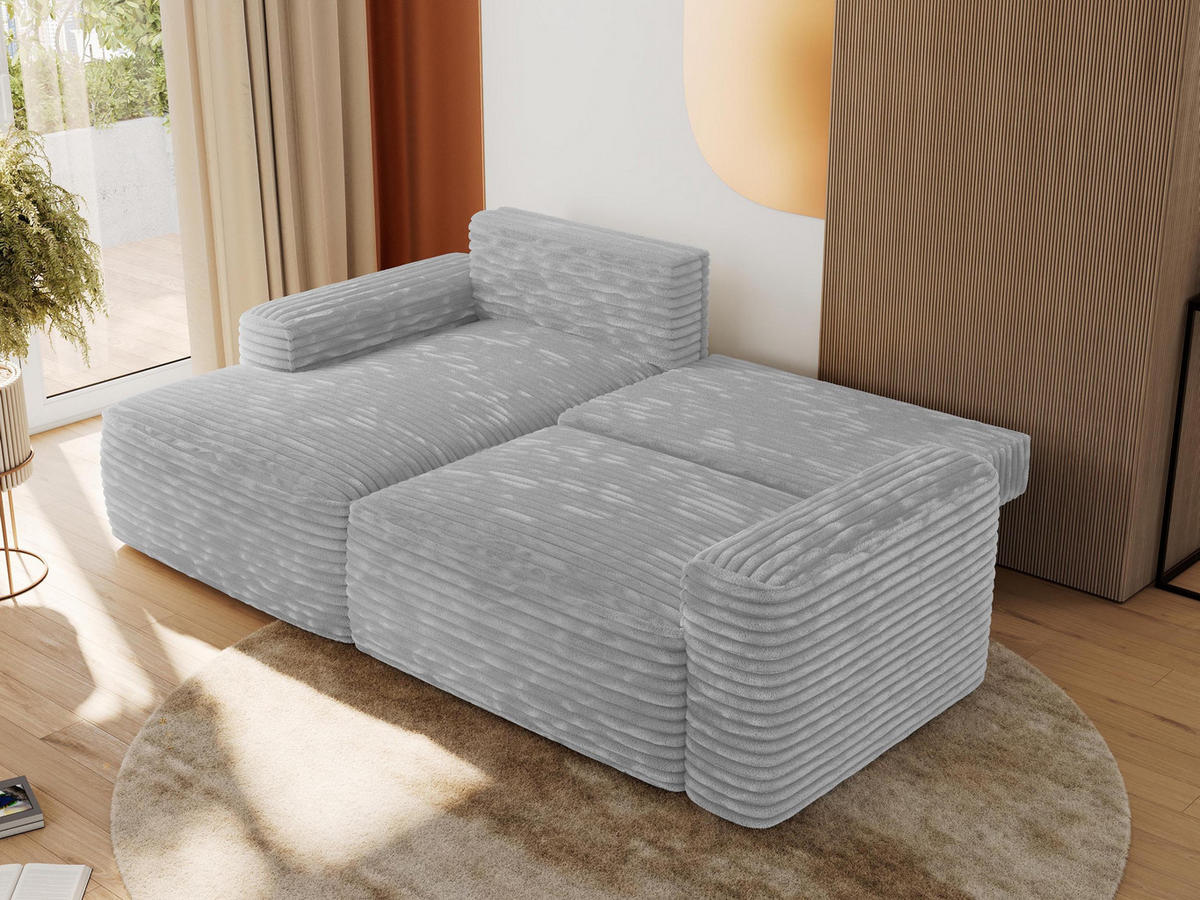 ECKSOFA BELLUNO L Grau Cord - Links - Schwarz/Grau, Textil (144/233cm) - MKS