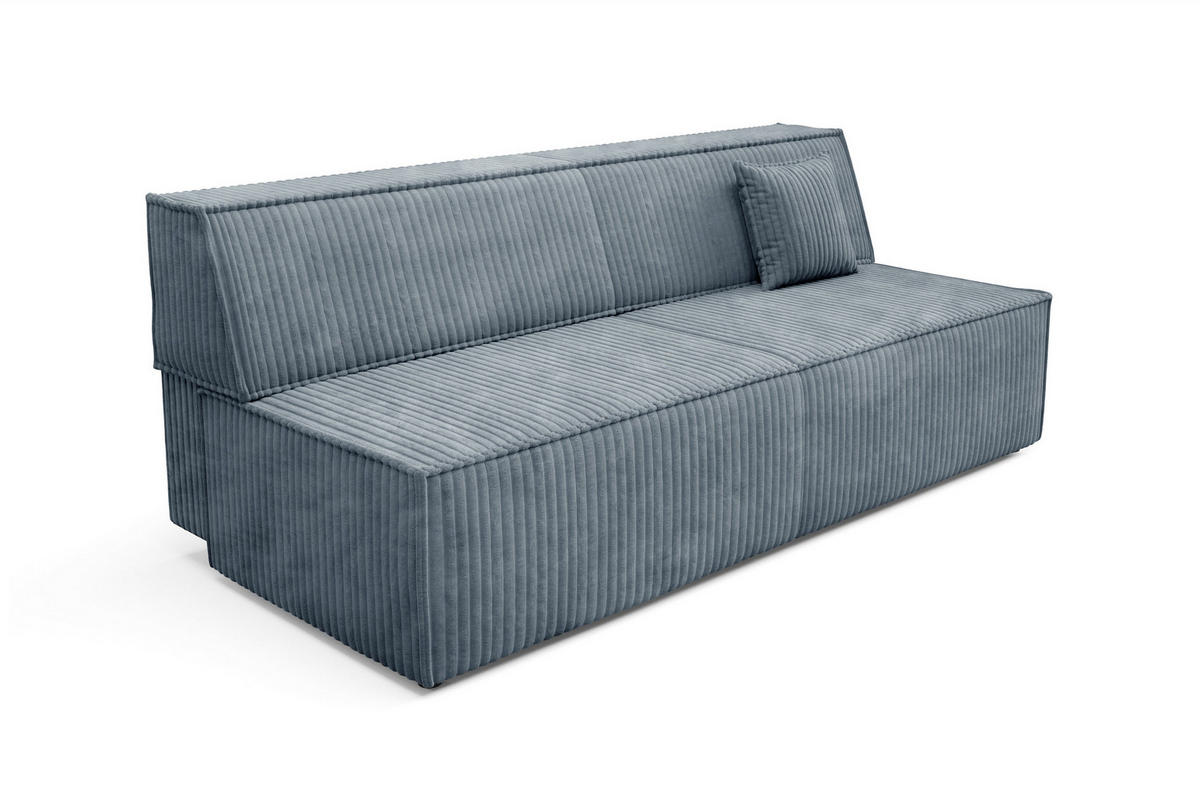 BETTSOFA TESSO Grau Kordstoff mit Schlaffunktion - Grau, Holz (202/74/94cm) - MASSENO
