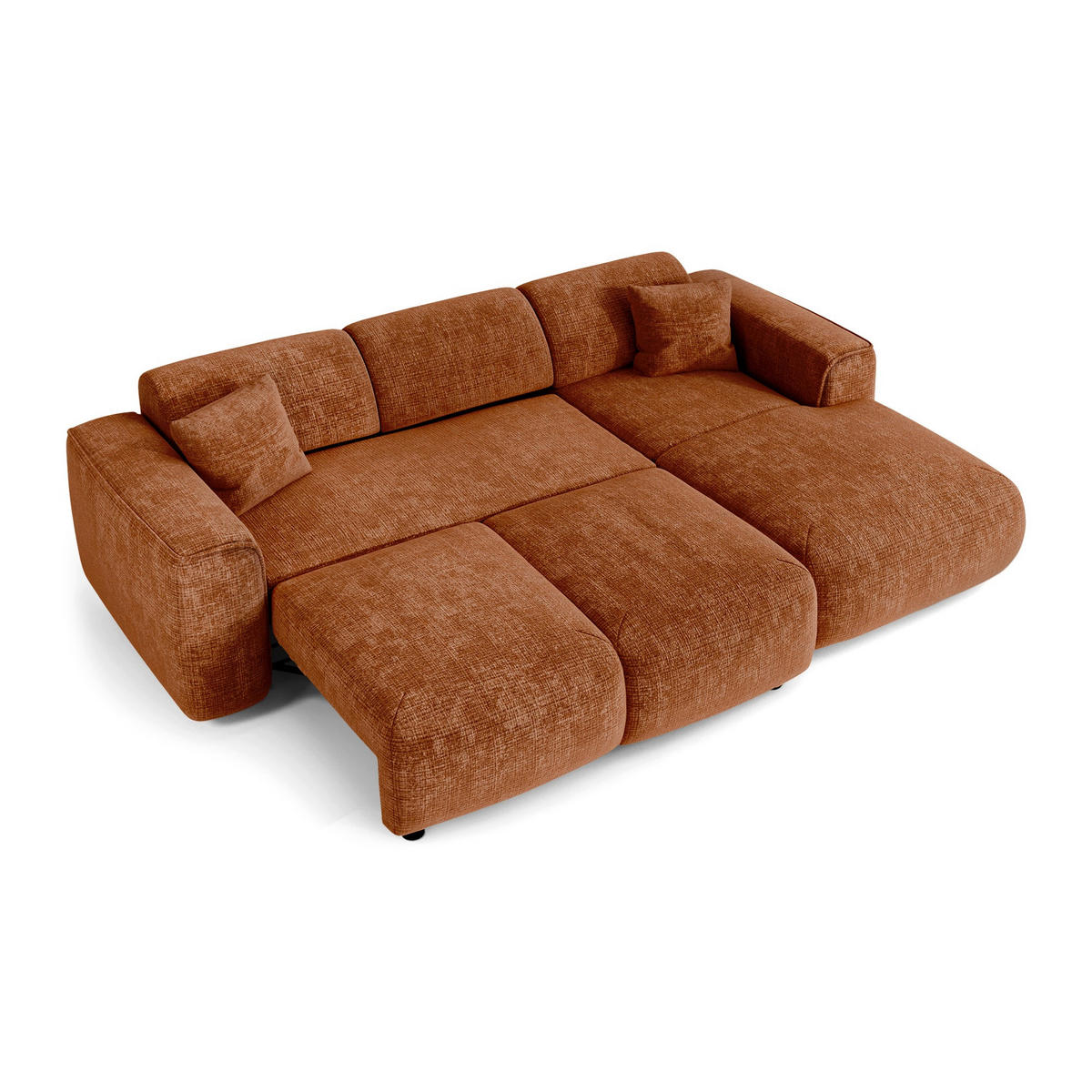 ECKSCHLAFSOFA Geprägter Samt Terracotta 283cm - Dunkelorange/Terracotta, Textil (283/180cm) - Sia Home