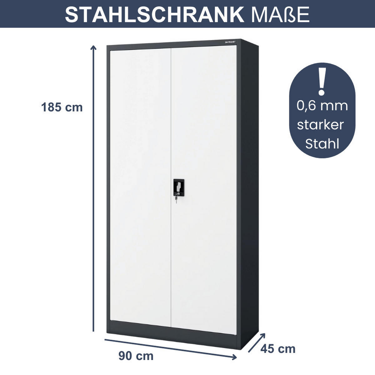 MEHRZWECKSCHRANK Metall abschließbar REKL 185x90x45cm Anthrazit-Weiß - Anthrazit, Metall (90/185/45cm) - DELUKE