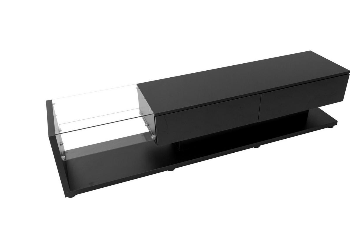 TV-LOWBOARD aus Spanplatte 170x36x38 cm Schwarz mit Hochglanzoberfläche, LED-Beleuchtung und 2 Schubladen - Schwarz, Holzwerkstoff (170/38/36cm) - IVMEU