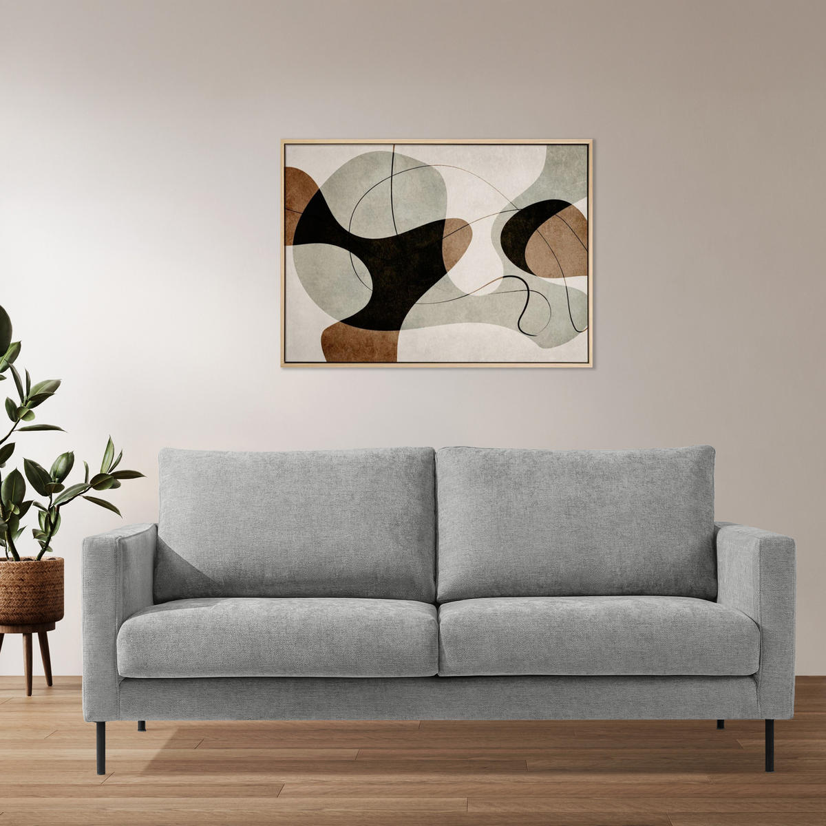 SOFA LUMO, 3-Sitzer, Grau - Schwarz/Grau, Holz/Holzwerkstoff (198/90/95cm) - KONSIMO®