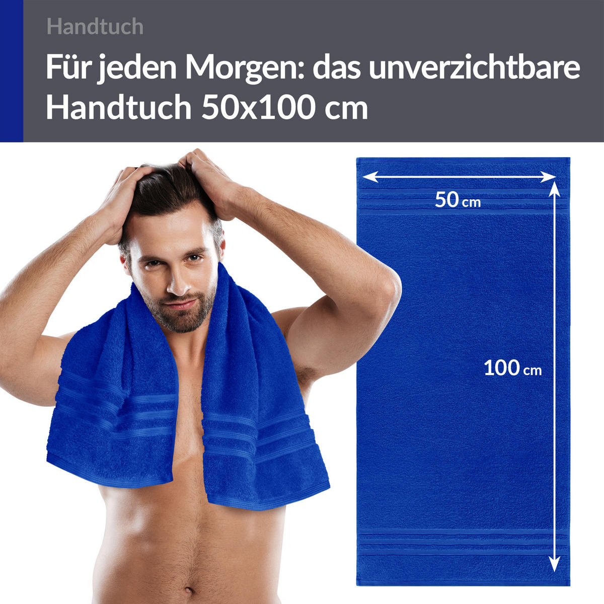 HANDTUCH 50x100 cm London Azur Blau 4er Set - Blau, Textil (50/100cm) - Lashuma