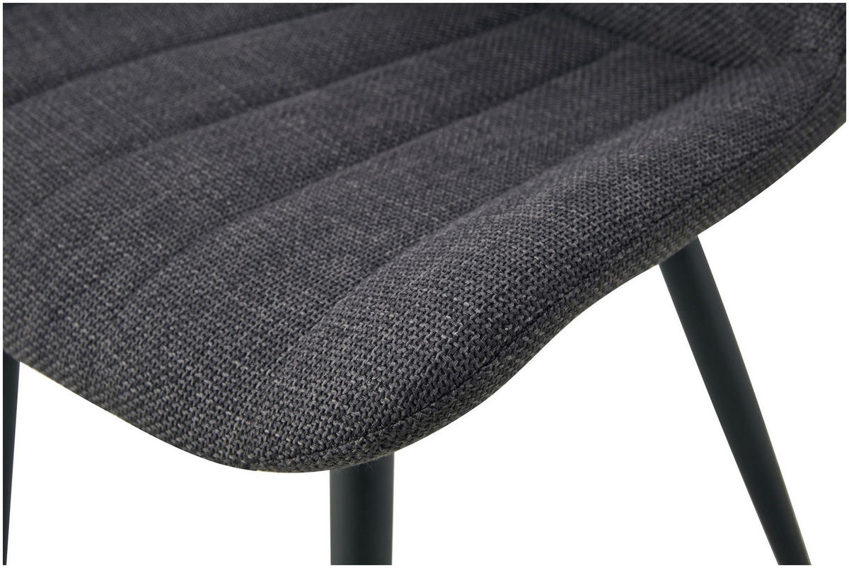 STUHL Lotta anthrazit 2er Set - Anthrazit/Schwarz, Textil/Metall (53/86/59cm) - Xonox