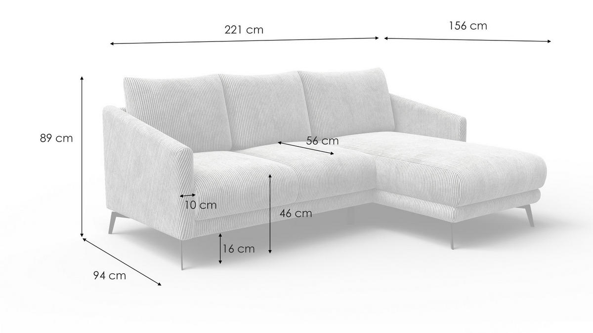 ECKSOFA VILT 3-Sitzer, safran - Gelb/Schwarz, Holzwerkstoff/Textil (221/156cm) - Courtois Laville