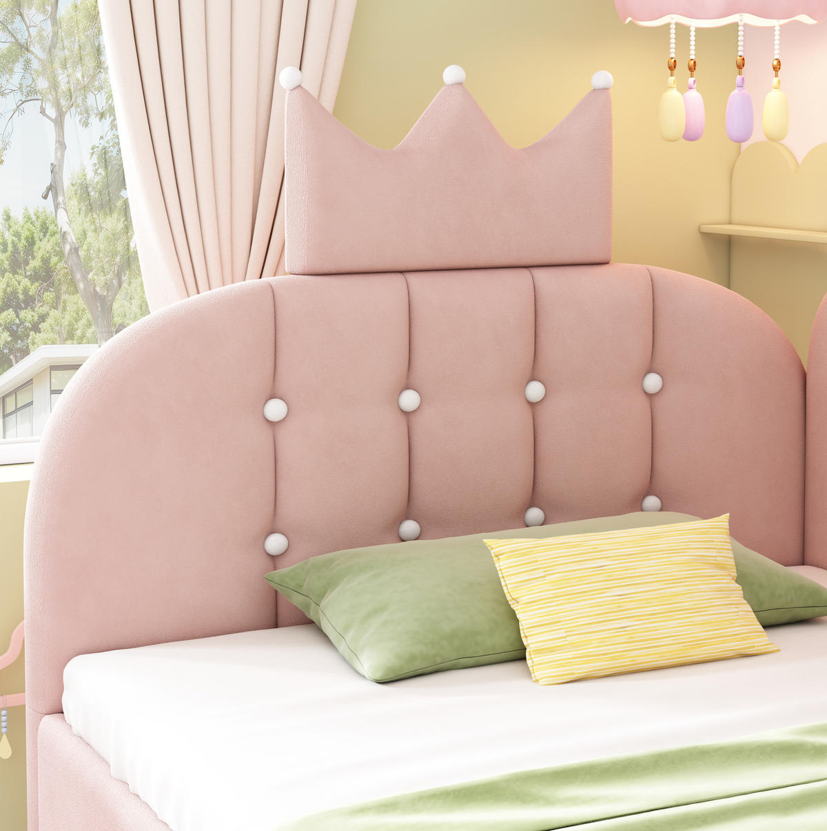 POLSTERBETT 90/200 cm Rosa aus Samt mit Stauraum - Rosa, Holz (90/200cm) - OKMYHOME
