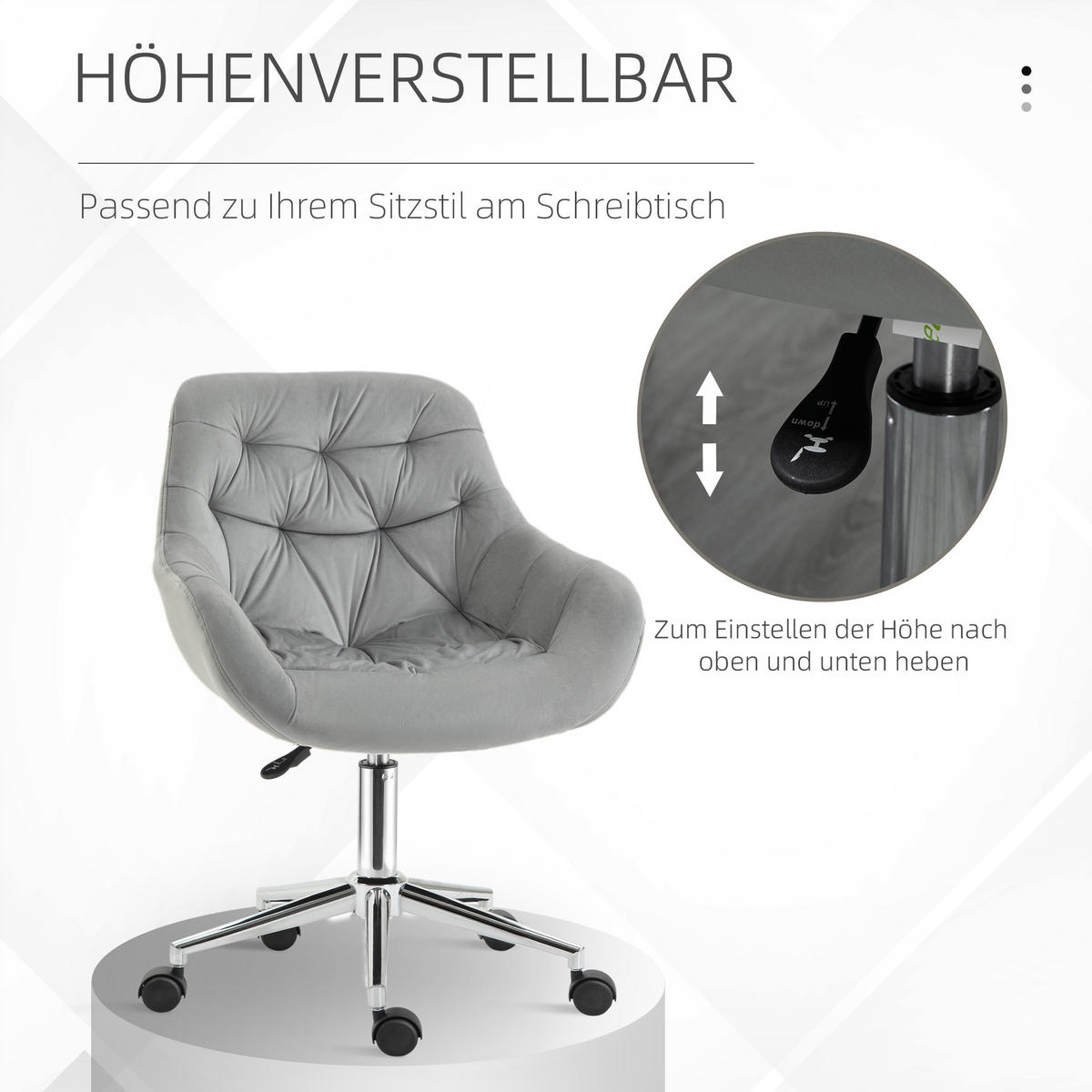 BÜROSTUHL, Chefsessel, Polyester, Grau - Grau, Kunststoff (58/90/59cm) - Vinsetto