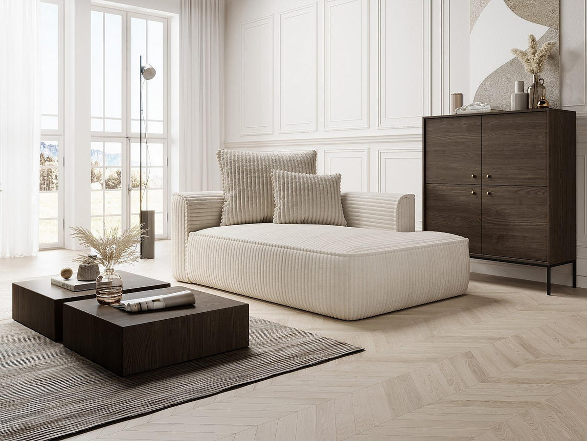 RECAMIERE ohne Schlaffunktion - 1 Person - Samt - Beige - - Beige, Textil (180/67/115cm) - Vente-Unique