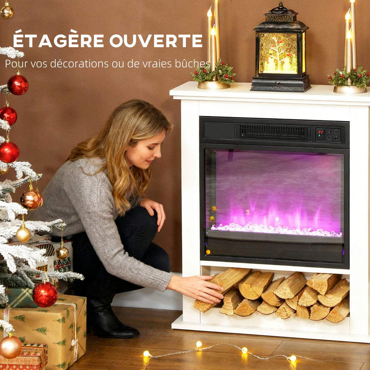 ELEKTROKAMIN DE-17063 9 Farben LED-Flamme Weiß - Weiß, Metall (62.5/72.5/20cm) - ComfortXL