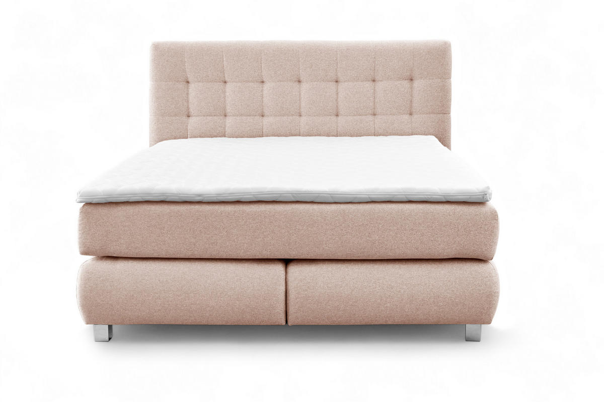 BOXSPRINGBETT BLAKE Bonellmatratze Topper 140x200 Beige - Beige, Holz (140/200cm) - Furnistar