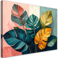 BILD auf Leinwand, Bunte tropische Blätter - Multicolor, Textil (30/20cm) - Feeby