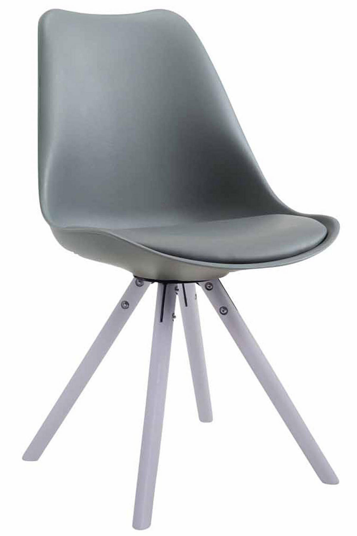 BESUCHERSTUHL Toulon Kunstleder, Gestell Buchenholz Weiß rund Grau - Weiß/Grau, Holz/Buchenholz (48/83/56cm) - TPFLiving