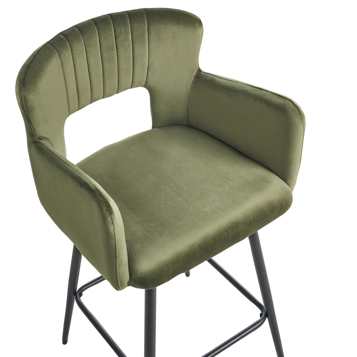 BARSTÜHLEN 2er-Set Olivgrün Sanilac - Schwarz/Grün, Textil (53/94/51cm) - Beliani