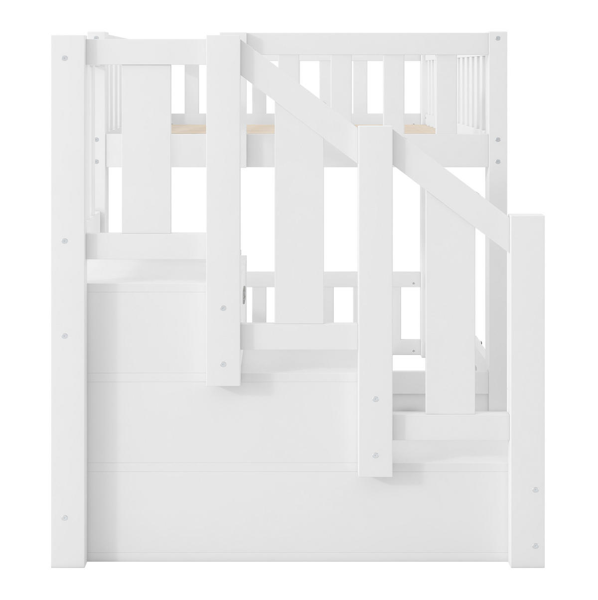 ETAGENBETT 90/200 cm Weiß mit Stauraum und Leiter aus Kiefer - Weiß, Holz (90/200cm) - MIVRAY