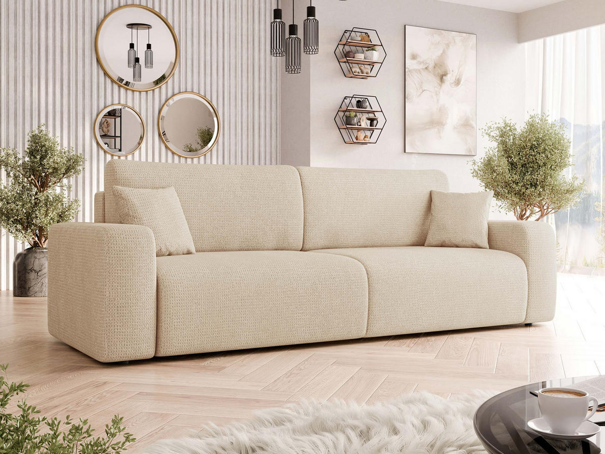 SCHLAFSOFA Piano - Schwarz/Naturfarben, Holz/Kunststoff (245/82/92cm) - MIRJAN24