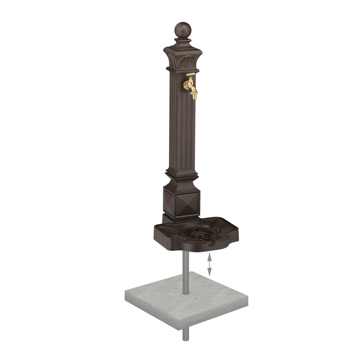 STANDBRUNNEN - Dunkelbraun, Metall (33/29/82cm) - Relaxdays