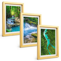 BILDER SET 3er Set - 20x30 cm Goldrahmen - Grüne Wälder, kristallklares Wasser - Goldfarben, Kunststoff (20/30cm) - TULUP