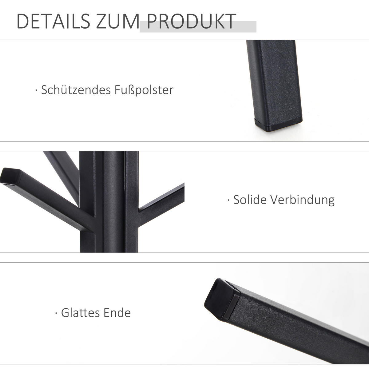 KLEIDERSTÄNDER - Schwarz, Holzwerkstoff/Metall (45/180/45cm) - HOMCOM