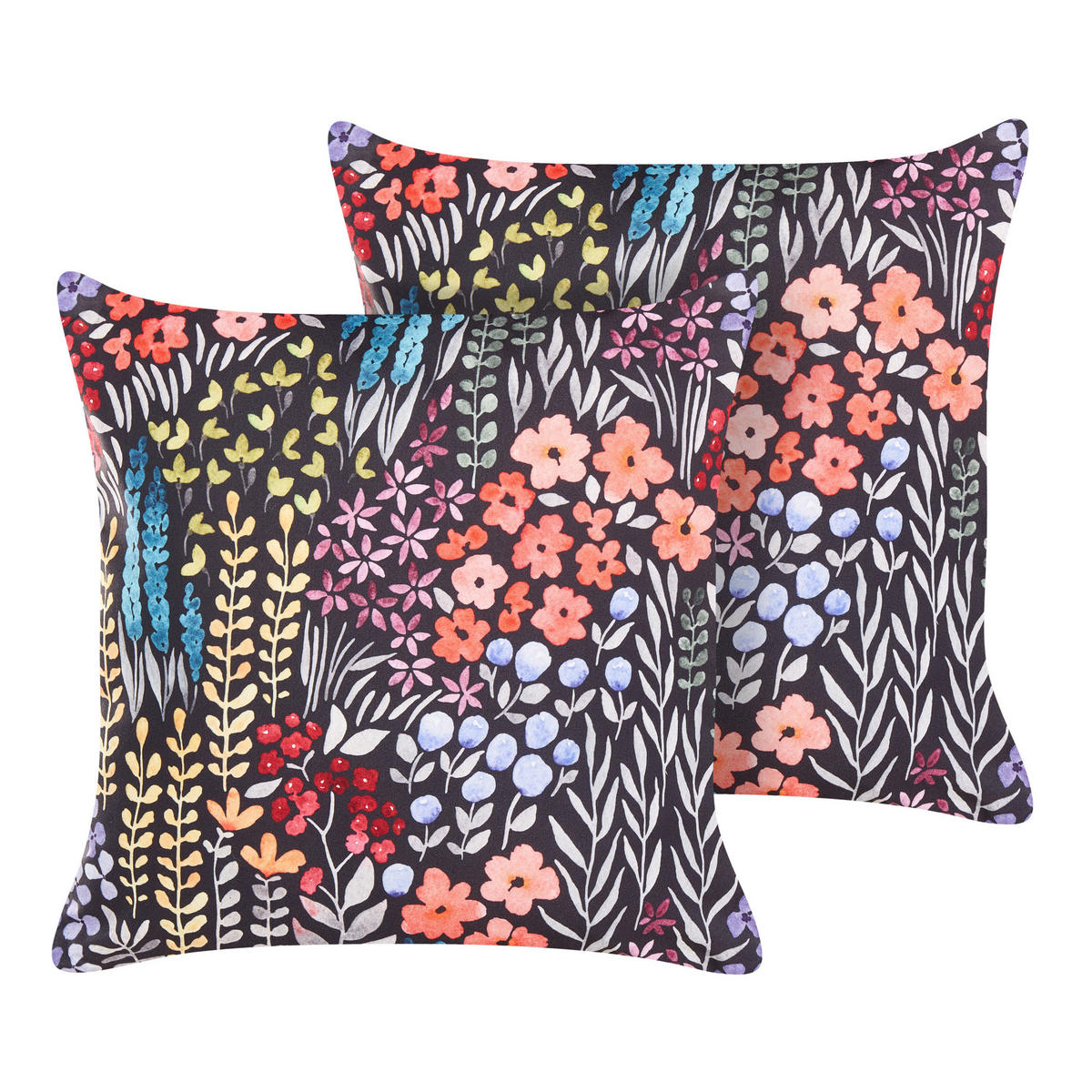 GARTENKISSEN 2er-Set Blumenmuster mehrfarbig 45/45 cm Castelaro - Multicolor, Textil (45/45cm) - Beliani